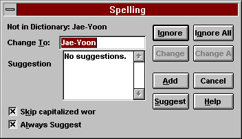 Spell Check dialog box 1